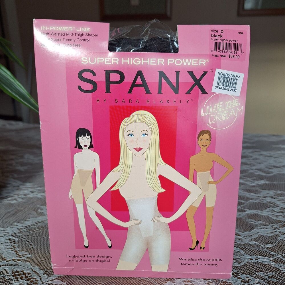 Spanx Super Higher Power High-Waisted Mid-Thigh Shaper 916 Size D Black NEW read